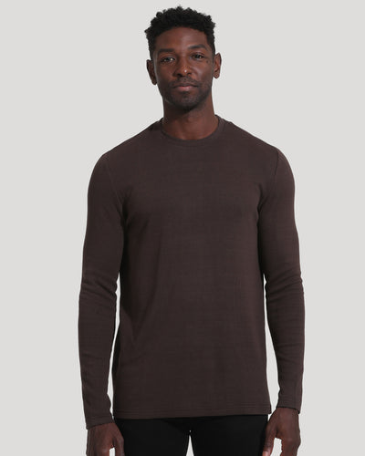 Waffle Long Sleeve Crew Neck - Dark Oak