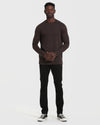 Man wearing Dark Oak Waffle Long Sleeve Crew Neck with slim-fit pants.