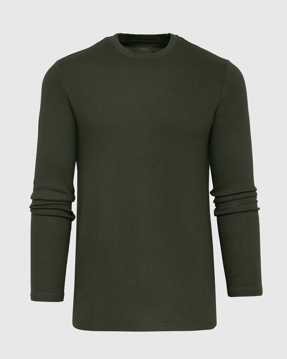 Dark Olive Waffle Long Sleeve Crew Neck