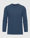 Deep Sea Blue Long Sleeve Waffle Crew in textured knit fabric.
