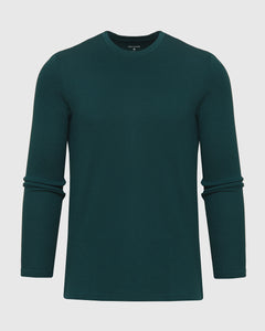 True ClassicEvergreen Heather Waffle Long Sleeve Crew Neck