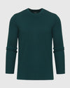 Evergreen Heather Waffle Long Sleeve Crew Neck in textured, ultra-soft fabric.