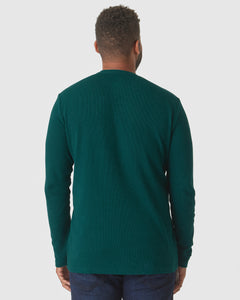 True ClassicEvergreen Heather Waffle Long Sleeve Crew Neck