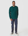 Evergreen Heather Waffle Long Sleeve Crew Neck on smiling man, casual style.