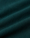 Evergreen Heather Waffle Long Sleeve Crew Neck, showcasing waffle-knit texture.