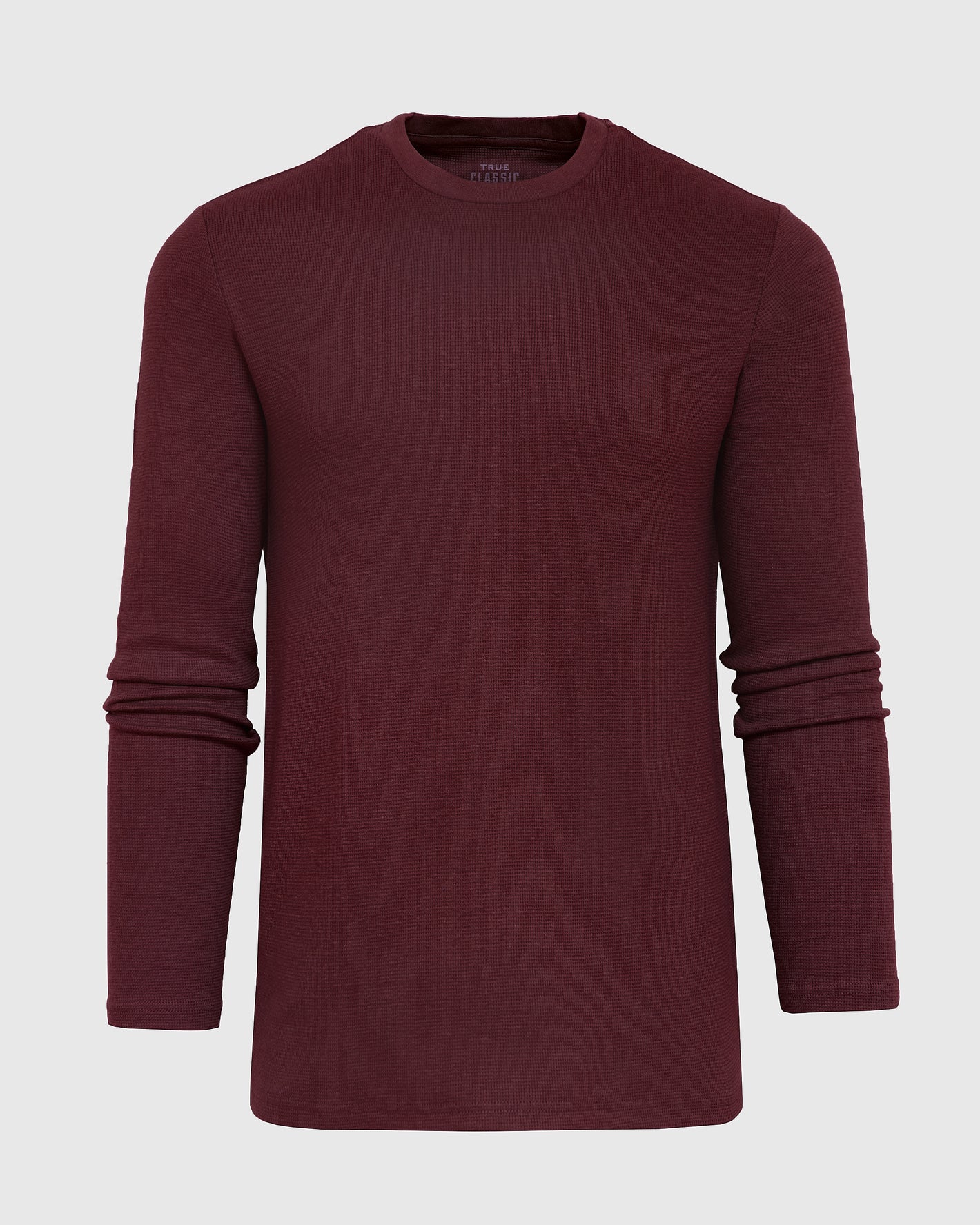 Mahogany Long Sleeve Waffle Crew, ultra-soft, textured for colder days.