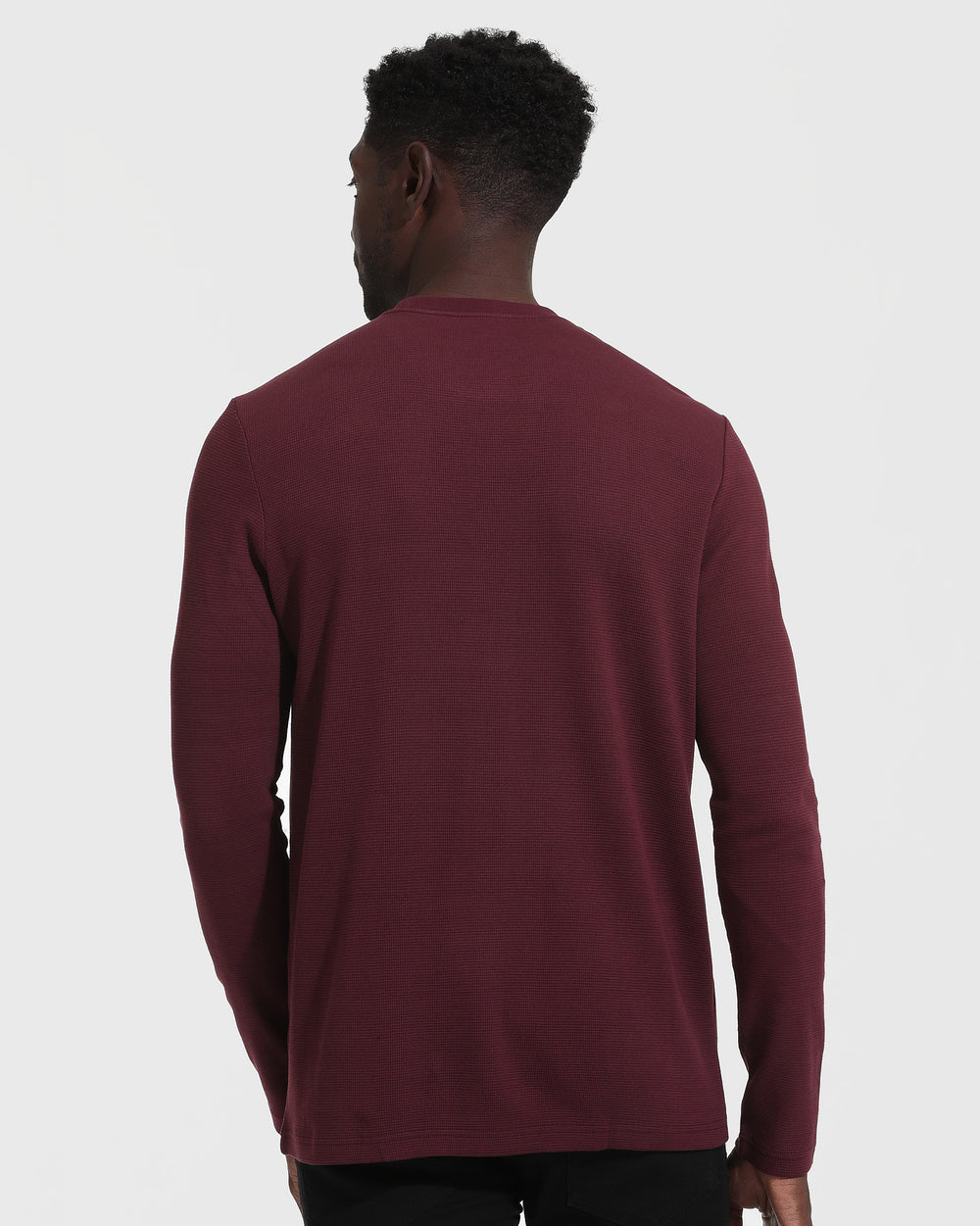 Mahogany Waffle Long Sleeve Crew Neck