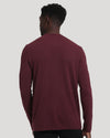 Mahogany Long Sleeve Waffle Crew back view on man, showcasing texture.