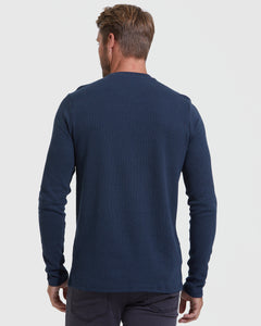 True ClassicNavy Waffle Long Sleeve Crew Neck