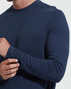 True ClassicNavy Waffle Long Sleeve Crew Neck