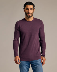 True ClassicPlum Waffle Long Sleeve Crew Neck