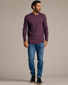 True ClassicPlum Waffle Long Sleeve Crew Neck