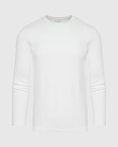 True ClassicWhite Waffle Long Sleeve Crew Neck