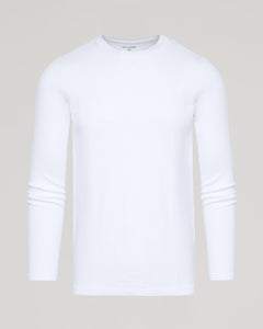 True ClassicWhite Waffle Long Sleeve Crew Neck