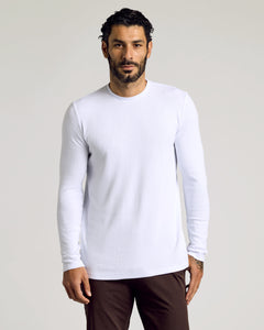 True ClassicWhite Waffle Long Sleeve Crew Neck