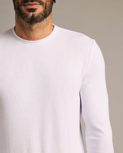 True ClassicWhite Waffle Long Sleeve Crew Neck