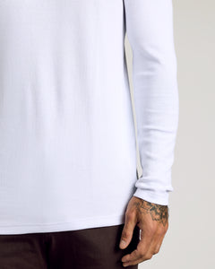 True ClassicWhite Waffle Long Sleeve Crew Neck