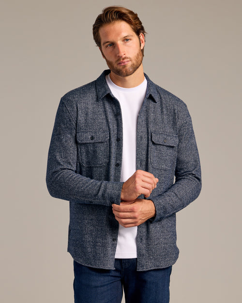 Navy Sweater Shirt Jacket