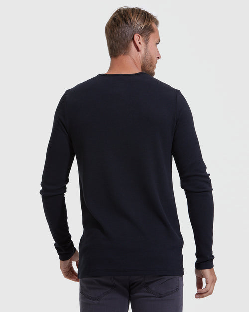 Dark Waffle Long Sleeve Henley 3-Pack