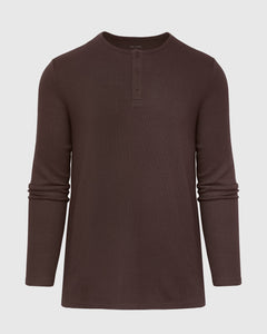 True ClassicDark Oak Waffle Long Sleeve Henley