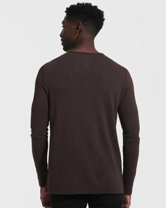 True ClassicDark Oak Waffle Long Sleeve Henley