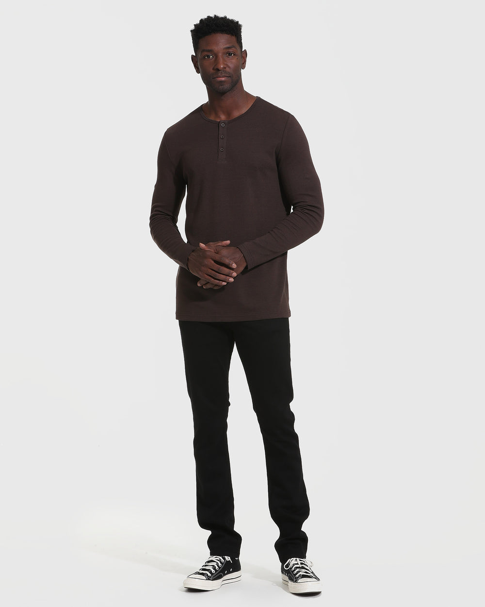 Dark Oak Waffle Long Sleeve Henley