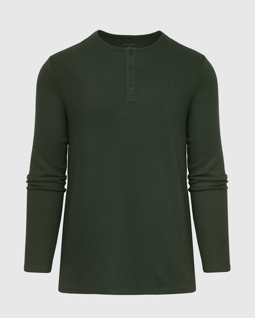 Dark Olive Waffle Long Sleeve Henley