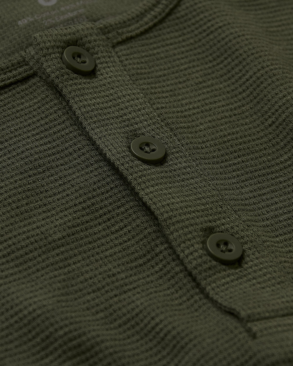 Dark Olive Waffle Long Sleeve Henley