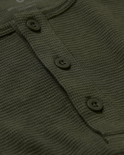 Dark Olive Waffle Long Sleeve Henley