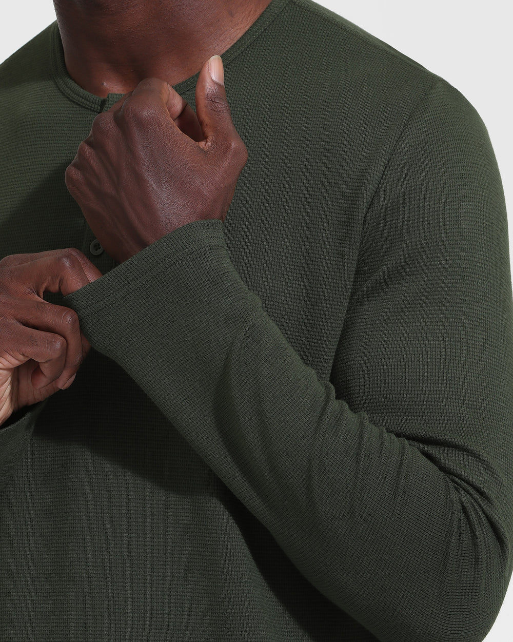 Dark Olive Waffle Long Sleeve Henley