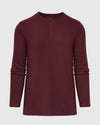 Mahogany Long Sleeve Waffle Henley with button placket and textured knit.