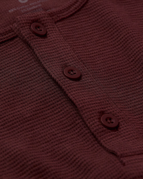 Mahogany Waffle Long Sleeve Henley