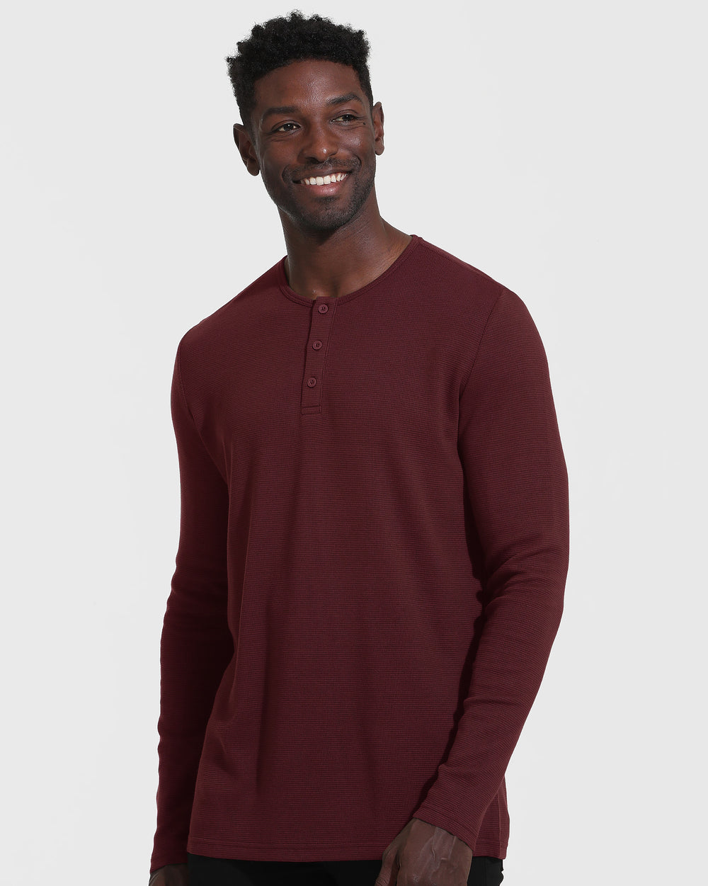 Mahogany Waffle Long Sleeve Henley