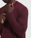 Mahogany Long Sleeve Waffle Henley with cuff adjustment.