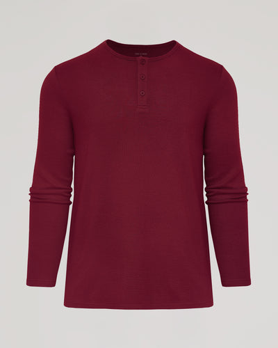 Waffle Long Sleeve Henley - Pinot