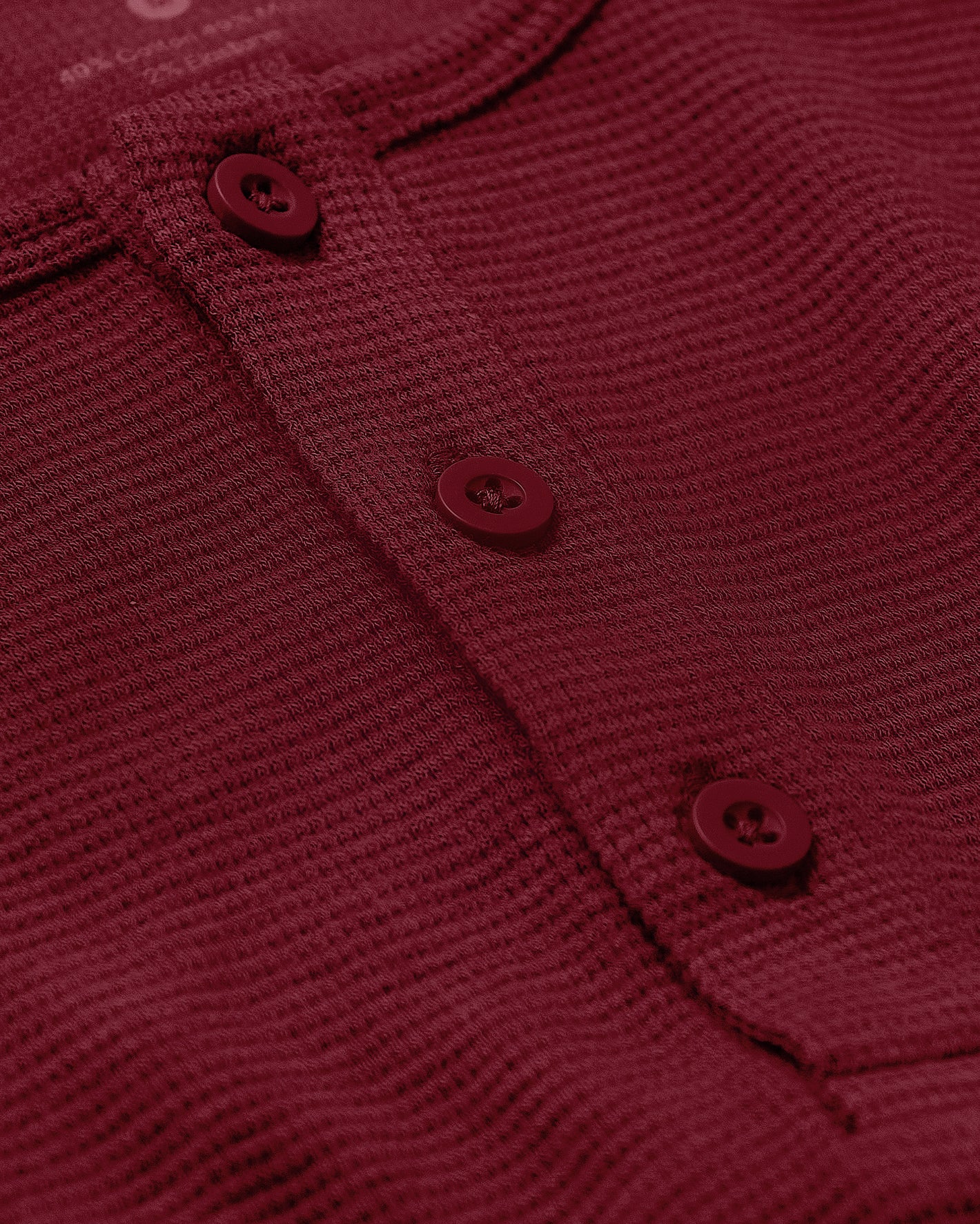 Pinot Waffle Long Sleeve Henley close-up, featuring a textured button-placket.