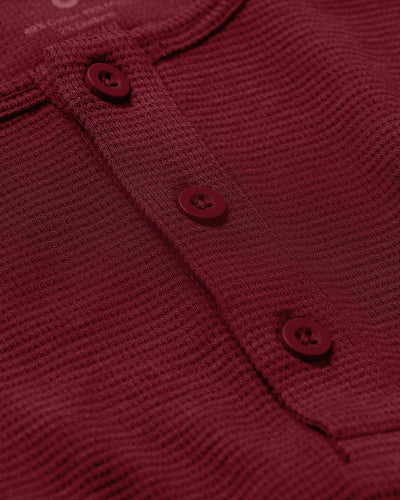 Waffle Long Sleeve Henley - Pinot