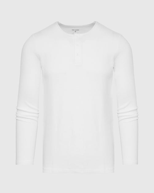 White Waffle Long Sleeve Henley