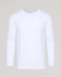 White Waffle Long Sleeve Henley