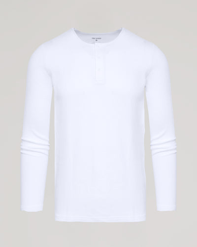 Waffle Long Sleeve Henley - White