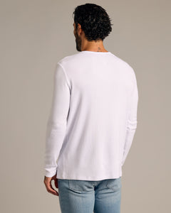 True ClassicWhite Waffle Long Sleeve Henley