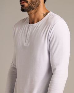 True ClassicWhite Waffle Long Sleeve Henley