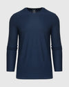 Deep Sea Blue Heather Active Long Sleeve Crew T Shirt on gray background.