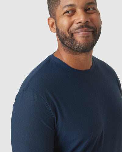 Active Long Sleeve Crew Neck - Deep Sea Blue Heather