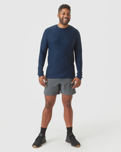 Active Long Sleeve Crew Neck - Deep Sea Blue Heather