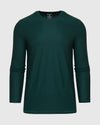 Evergreen Heather Active Long Sleeve Crew T-Shirt in dark teal, soft knit.