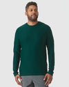 Evergreen Heather Active Long Sleeve Crew T-Shirt, worn by man, side view.