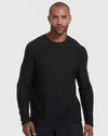 Man wearing Standard Active Long Sleeve Crew T-Shirt in black.