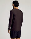 Dark Heather Cocoa Active Long Sleeve Crew T-Shirt, seen from the back.