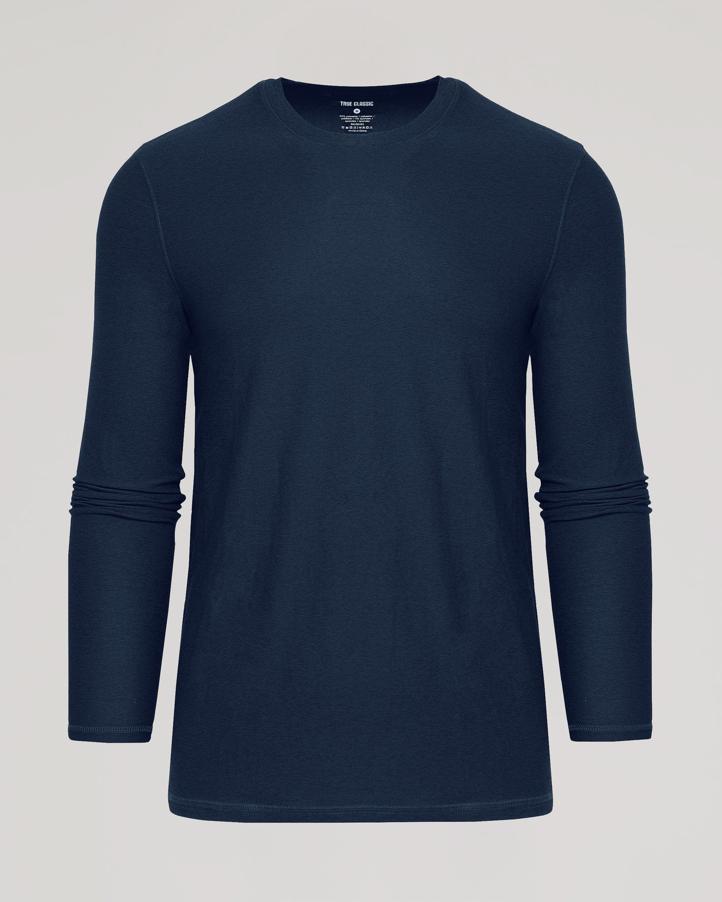 Dark Heather Fiord Active Long Sleeve Crew T-Shirt laying flat.